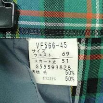 1円 スクールスカート 大きいサイズ 夏物 w72-丈53 チェック 中学 高校 プリーツ 学生服 制服 女子 中古 IN6740_画像5