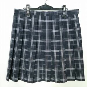 1円 スクールスカート 大きいサイズ 夏物 w85-丈54 チェック 東京調布第五中学 プリーツ 学生服 制服 女子 中古 IN6803