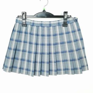 1 jpy school skirt summer thing w66- height 34 check middle . high school micro Mini pleat school uniform uniform woman used IN6933