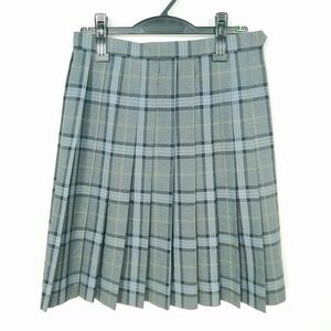 1円 スクールスカート 夏物 w66-丈53 チェック 中学 高校 プリーツ 学生服 制服 女子 中古 IN6923