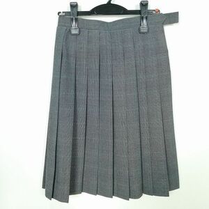 1円 スクールスカート 夏物 w60-丈59 チェック 中学 高校 プリーツ 学生服 制服 女子 中古 IN6798