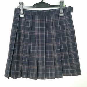 1円 スクールスカート 夏物 w66-丈49 チェック 東京若葉総合高校 プリーツ 学生服 制服 女子 中古 IN6952