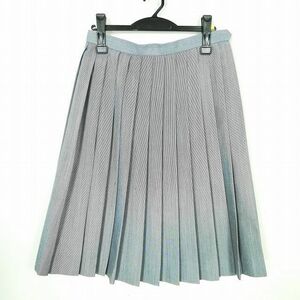 1円 スクールスカート 夏物 w69-丈65 ストライプ 中学 高校 プリーツ 学生服 制服 女子 中古 IN6565