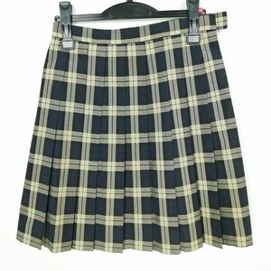 1円 スクールスカート 夏物 w63-丈50 チェック 中学 高校 プリーツ 学生服 制服 女子 中古 IN6875