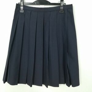 1円 スクールスカート 夏物 w69-丈55 ストライプ 中学 高校 プリーツ 学生服 制服 女子 中古 IN6556