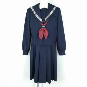 1 jpy sailor suit jumper skirt etc. 3 point set 170A large size winter thing white 3ps.@ line Fukuoka Tsu shop cape middle . navy blue used rank C NA4519