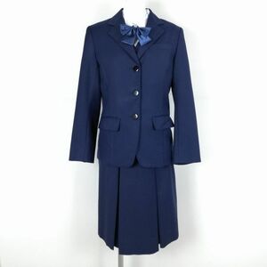 1 jpy blaser the best skirt ribbon top and bottom 5 point set 160A winter thing woman school uniform middle . high school flower navy blue uniform used rank B NA4799