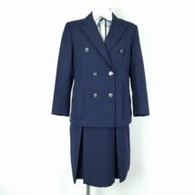 1円 ブレザー スカート 紐タイ 上下4点セット 指定 冬物 女子 学生服 東京日野第四中学 紺 制服 中古 ランクC NA4613_画像1