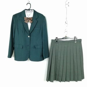 1 иен блейзер проверка юбка лента верх и низ 4 позиций комплект указание LL большой размер стрекоза зима предмет женщина школьная форма средний . средняя школа зеленый б/у разряд C NA5029