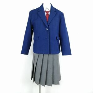 1円 ブレザー スカート ネクタイ 上下4点セット 3L 大きいサイズ 冬物 女子 学生服 中学 高校 花紺 制服 中古 ランクC NA5577