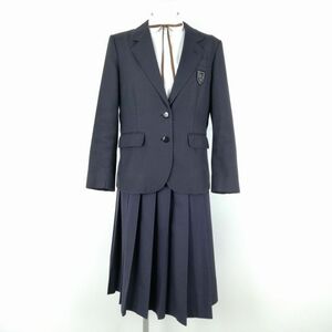 1円 ブレザー スカート 紐タイ 上下4点セット 冬物 女子 学生服 東京日野第一中学 紺 制服 中古 ランクC NA4787