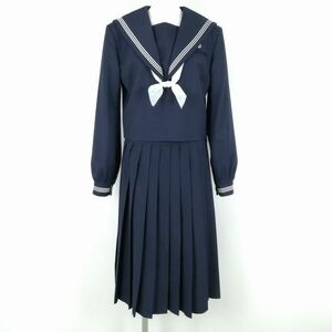 1 jpy sailor suit skirt top and bottom 3 point set 170A Olive des Olive winter thing white 3ps.@ line woman school uniform Fukuoka Oono middle . navy blue used rank C NA4926