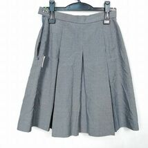 1円 スクールスカート 夏物 w66-丈53 グレー 中学 高校 プリーツ 学生服 制服 女子 中古 HK7969_画像2