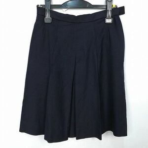 1円 スクールスカート 冬物 w69-丈51 紺 中学 高校 プリーツ 学生服 制服 女子 中古 HK7958