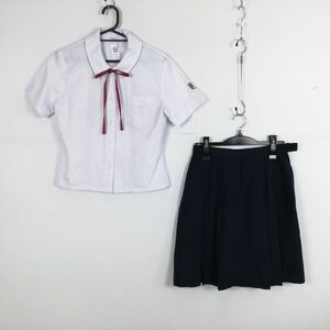 1 jpy blouse skirt cord Thai top and bottom 3 point set summer thing woman school uniform Kagoshima country minute high school white Koshino Hiroko uniform used rank C NA4651