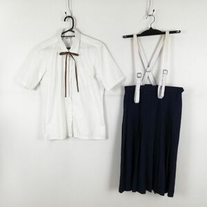 1 jpy blouse skirt cord Thai top and bottom 3 point set 165A large size summer thing woman school uniform middle . high school white uniform used rank :C EY9627