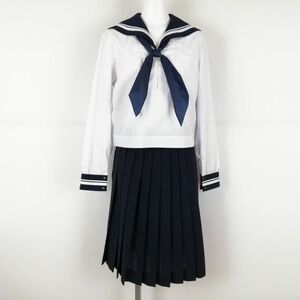 1 jpy sailor suit skirt scarf top and bottom 3 point set interim clothes white 2 ps line woman school uniform middle . high school white uniform used rank C NA5209