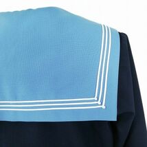 1円 セーラー服 スカート ネクタイ 上下3点セット 指定 冬物 白3本線 女子 学生服 中学 高校 紺 制服 中古 ランクC NA6040_画像3