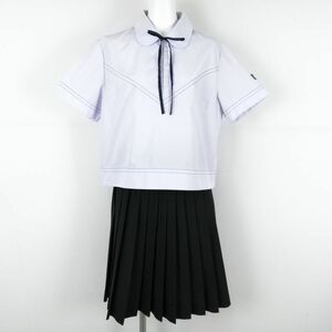 1 jpy blouse skirt cord Thai top and bottom 3 point set large size extra-large summer thing woman school uniform Kagoshima original heart woman middle . high school white uniform used rank C NA5618