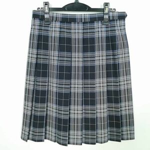 1円 スクールスカート 夏物 w69-丈57 チェック 中学 高校 プリーツ 学生服 制服 女子 中古 IN6786