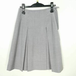 1円 スクールスカート 夏物 w69-丈58 チェック 鹿児島東高校 プリーツ 学生服 制服 女子 中古 IN6925