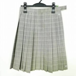 1円 スクールスカート 夏物 w66-丈56 チェック 岐阜総合学園高校 プリーツ 学生服 制服 女子 中古 IN6807