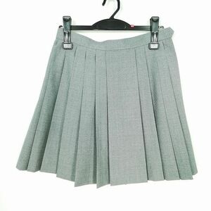 1円 スクールスカート 夏物 w63-丈46 ストライプ 中学 高校 プリーツ 学生服 制服 女子 中古 IN6561