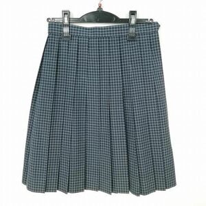 1円 スクールスカート 夏物 w60-丈53 チェック 中学 高校 プリーツ 学生服 制服 女子 中古 IN7027