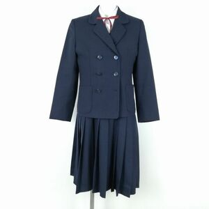 1円 ブレザー ジャンパースカート 紐タイ 上下4点セット ミッシェルクラン 冬物 女子 学生服 中学 高校 紺 制服 中古 ランクC NA4932