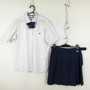 1 jpy blouse miniskirt ribbon top and bottom 3 point set 170A large size summer thing woman school uniform Kanagawa west . high school white uniform used rank C NA0579
