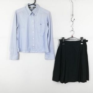 1円 ブラウス スカート 上下2点セット M 中間服 女子 学生服 熊本千原台高校 白 制服 中古 ランクC NA0794