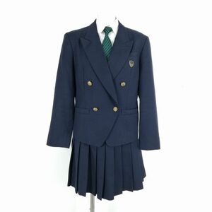 1円 ブレザー スカート ネクタイ 上下4点セット 指定 冬物 女子 学生服 中学 高校 紺 制服 中古 ランクC NA6036