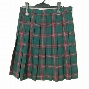 1 jpy school skirt large size summer thing w72- height 56 check Ibaraki Edogawa an educational institution handle high school pleat school uniform uniform woman used IN7037