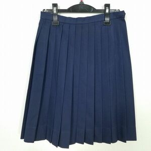 1円 スクールスカート 冬物 w63-丈56 花紺 中学 高校 プリーツ 学生服 制服 女子 中古 IN6841