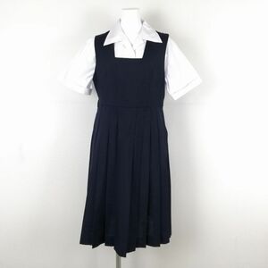 1円 ジャンパースカート 165AL バスト90 ウエスト80 夏物 女子 学生服 中学 高校 紺 制服 中古 ランクB NA3182