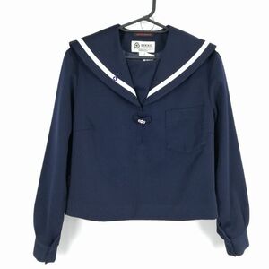 1 jpy sailor suit outer garment large size Fuji yacht winter thing white 1 pcs line woman school uniform middle . high school navy blue uniform used rank B NA6683