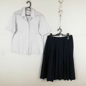 1円 ブラウス スカート 上下2点セット 大きいサイズ 夏物 女子 学生服 中学 高校 白 制服 中古 ランク:C NA1794