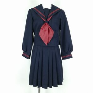 1 иен матроска юбка шарф верх и низ 3 позиций комплект зима предмет красный 2 шт линия женщина школьная форма средний . средняя школа темно-синий форма б/у разряд C NA6835