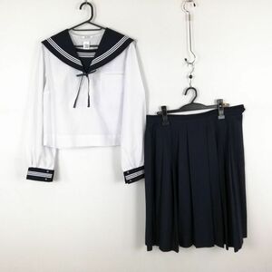 1 jpy sailor suit skirt top and bottom 3 point set large size interim clothes white 3ps.@ line woman school uniform Kanagawa north sickle . woman an educational institution high school white uniform used rank C NA7129