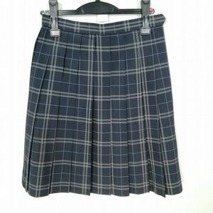 1円 スクールスカート 夏物 w63-丈53 チェック 中学 高校 プリーツ 学生服 制服 女子 中古 IN7375