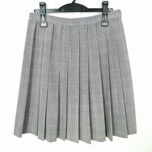 1円 スクールスカート 夏物 w66-丈54 チェック 中学 高校 プリーツ 学生服 制服 女子 中古 IN7382