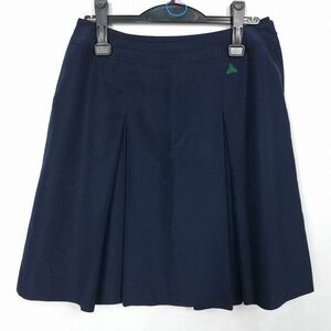 1円 スクールスカート 大きいサイズ 夏物 w72-丈53 紺 中学 高校 プリーツ 学生服 制服 女子 中古 HK8047