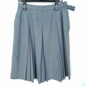 1円 スクールスカート 大きいサイズ 夏物 w72-丈55 グレー 中学 高校 プリーツ 学生服 制服 女子 中古 HK8348