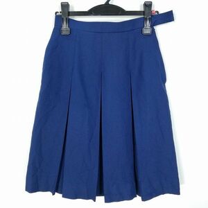 1円 スクールスカート 冬物 w63-丈57 花紺 中学 高校 プリーツ 学生服 制服 女子 中古 HK8425