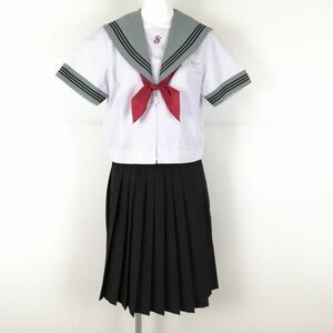 1 jpy sailor suit skirt scarf top and bottom 3 point set summer thing black 3ps.@ line woman school uniform Miyazaki .. middle . white uniform used rank C NA7299