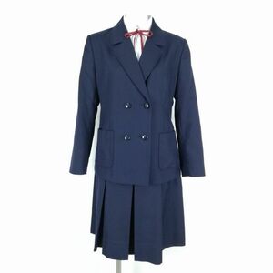 1円 ブレザー スカート 紐タイ 上下4点セット 170A トンボ 冬物 女子 学生服 中学 高校 紺 制服 中古 ランクB NA6764