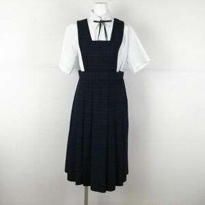 1円 ジャンパースカート 紐タイ 160A ウエスト70 カンコー 夏物 女子 学生服 中学 高校 制服 中古 ランクB NA3899