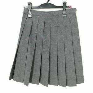 1円 スクールスカート 夏物 w63-丈52 チェック 中学 高校 プリーツ 学生服 制服 女子 中古 IN7446