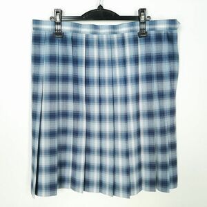1 jpy school skirt large size summer thing w85- height 58 check middle . high school pleat school uniform uniform woman used IN7443