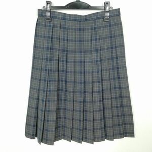 1円 スクールスカート 夏物 w69-丈66 チェック 中学 高校 プリーツ 学生服 制服 女子 中古 IN7431